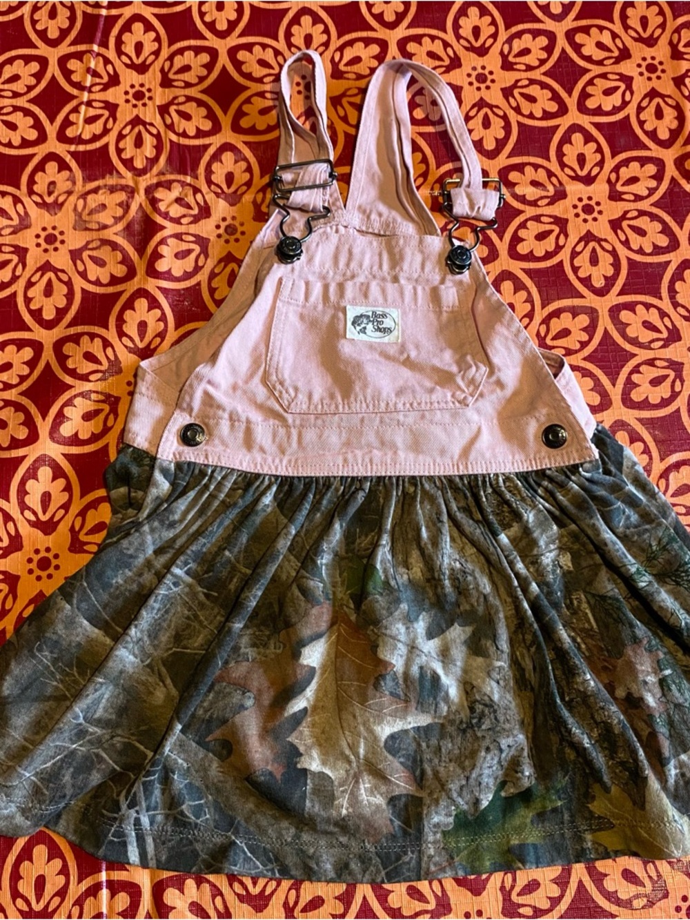 Bass Pro Shop Outdoor Kids Girl’s Pink Camo Jumper Overall Dress Size 3t EUC